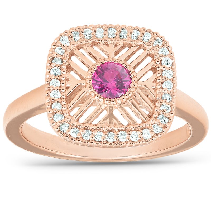 Pompeii3 1/2 Ct Diamond & Ruby Fashion Designer Ring 14k Rose Gold, 1 of 6