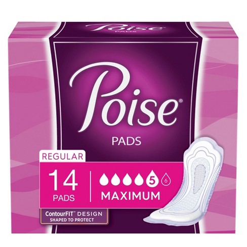 Poise Female Incontinent Pad Contoured 12.2 Inch Length 19568, Maximum, 14  Ct : Target