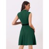 INSPIRE CHIC Women's V Neck Wear to Work Sleeveless Flare Knee Length Dresses - 3 of 4