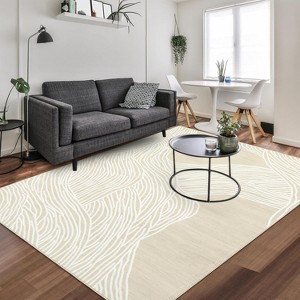 Modern Abstract Area Rugs, Low Pile Soft Striped Geometric Carpet, Non Slip Stain Resistant Indoor Rugs for Living Room Bedroom Kid Room - 1 of 4