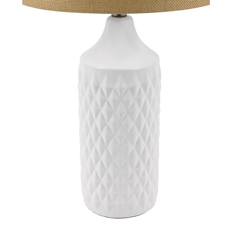 26.5&#34; Geometric Ceramic Table Lamp with Linen Shade White - Cresswell Lighting, 3 of 9