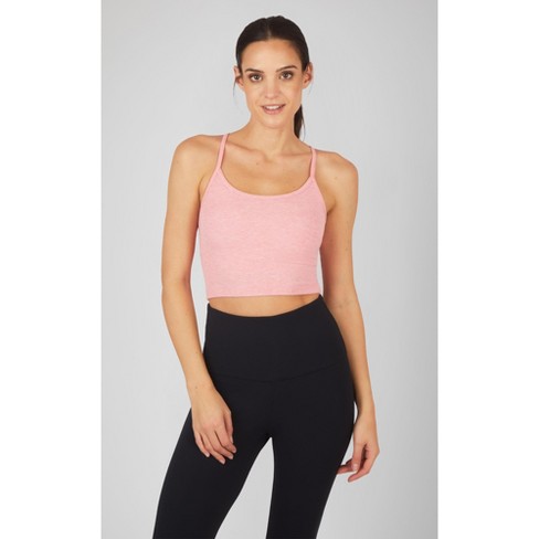 Yogalicious Womens Heavenly Ribbed Felicia Bra - Heather Pink - X Small