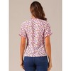 INSPIRE CHIC Women's Ruffled Short Sleeve Floral Mock Neck Summer Top - 4 of 4
