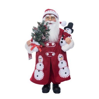 Season's Designs Christmas 18" Red Santa Holding A Snowman & Tree