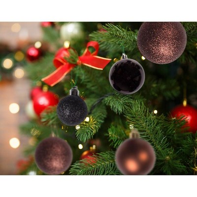 100-Pack Black and Brown Shatterproof Christmas Ornament Balls