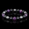 Crucible Men's Amethyst Stone with Onyx and Hematite Beaded Stretch Bracelet (10mm) - 3 of 4