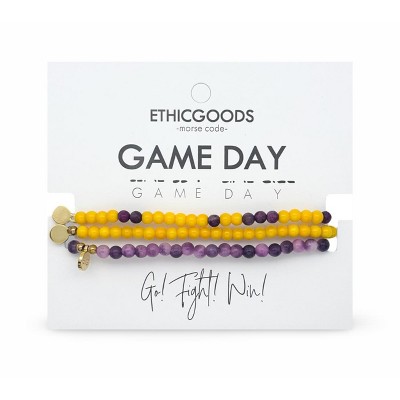 Morse Code Game Day Stacker Bracelets: Purple & Yellow | ETHICGOODS