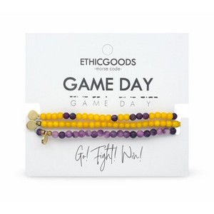 Morse Code Game Day Stacker Bracelets: Purple & Yellow | ETHICGOODS - 1 of 4