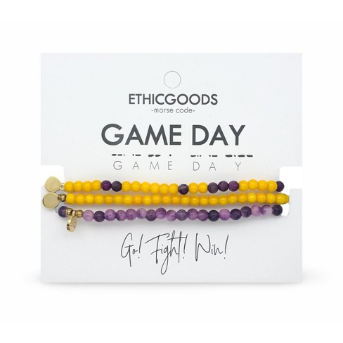 Morse Code Game Day Stacker Bracelets: Purple & Yellow | ETHICGOODS - image 1 of 4