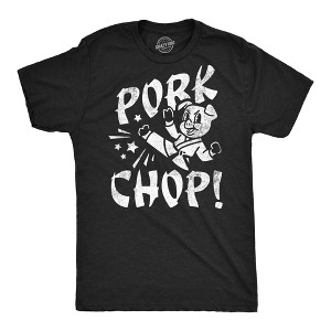 Mens Funny T Shirts Pork Chop Sarcatic Karate Pig Graphic Tee For Men - Crazy Dog Men's T Shirt - 1 of 4