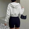 Clearlove Women Fleece Full Zip Up Cropped Hoodie Sweatshirt  Long Sleeve Drawstring Hooded Crop Jacket Top with Pockets - 4 of 4