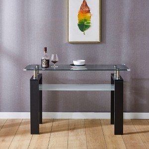 Grungis Console Table with Tempered Glass Top,Entryway Table with Storage Shelf,Console Table for Living Room - 1 of 4