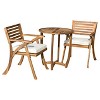 Coronado 3pc Acacia Wood Patio Bistro Set with Cushions - Teak Finish - Christopher Knight Home: Outdoor Dining Furniture with Weather-Resistant Frame - 2 of 4