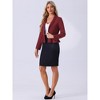 INSPIRE CHIC Women's Vintage Shawl Collar Long Sleeve Ruffle Hem Work Short Blazer - 4 of 4