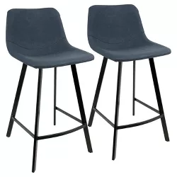 Set of 2 26" Outlaw Industrial Counter Height Barstool Blue - Lumisource