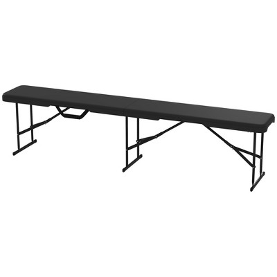 Black 6 ft Folding Portable Benches with HDPE and Powder-Coated Frames