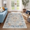 Lahome  Large Floral Border Contrast Short Pile Velvet Rectangular Indoor Area Rug - 2 of 4