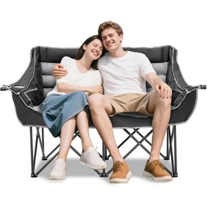 Docred Oversized Double Camping Chair, Folding 2 Person Camping Chair Loveseat, Lawn Chairs with Carrying Bag - 1 of 4