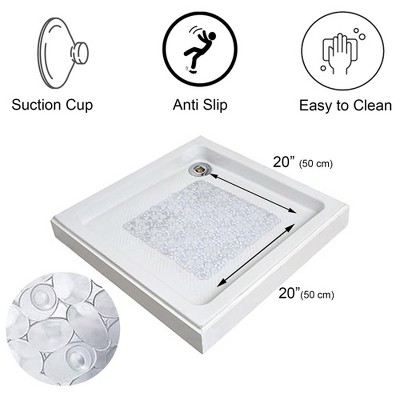 Clear PVC Non-Slip Square Shower Mat with Bubble Design