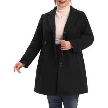 Agnes Orinda Women's Plus Size Trendy Long Sleeve Side Pockets Elegant Winter Overcoats