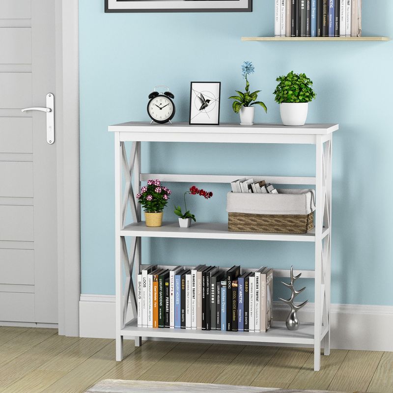 Costway 3-Tier Bookshelf Wooden Open Storage Bookcase for Home Office White\Black\Coffee\Natural, 2 of 11