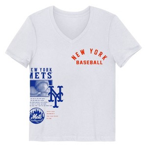 MLB New York Mets Girls' White V-Neck T-Shirt - 1 of 1
