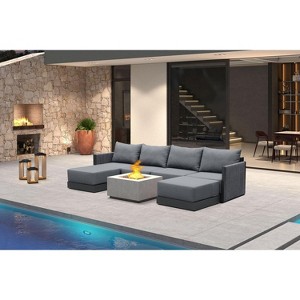 PURPLE LEAF Patio Furniture Set  Outdoor Conversation Sets PP Rope Patio Sofa with Cushions and Table Weaving  Seating Furniture Gray - 1 of 4