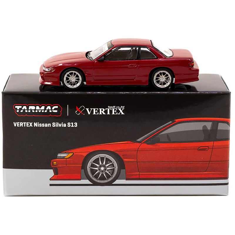 Nissan VERTEX Silvia S13 RHD (Right Hand Drive) Red Metallic "Global64" Series 1/64 Diecast Model by Tarmac Works, 3 of 4