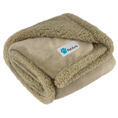 PetAmi Waterproof Dog Blanket for Bed Couch Sofa Cover, Reversible Faux Shearling Fleece Pet Throw