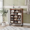 MOEPISY Brown & White Shoe Cabinet with Doors, 5 Tiers Shoe Storage Organizer - 3 of 4