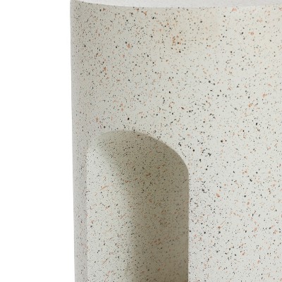 Ivory White Cement U-Shaped Outdoor Side Table
