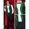 Lars Amadeus Men's V-Neck Party Dress Prom Nightclub Shiny Sleeveless Argyle Sequin Vest - 3 of 4
