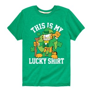 Boys' - Garfield - This Is My Lucky Shirt Short Sleeve Graphic T-Shirt - 1 of 4