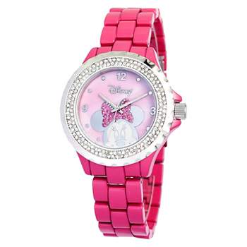 Women's Disney Minnie Mouse Enamel Glitter Watch - Pink