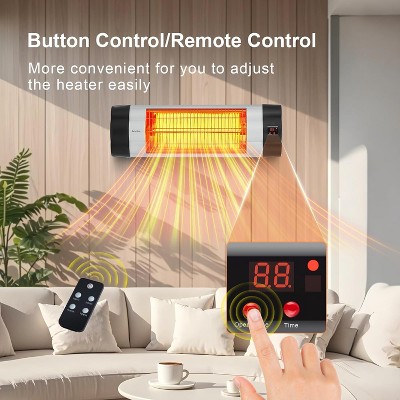 Black Wall Mounted Electric Infrared Heater with Remote