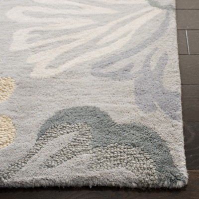 Gray Floral Handmade Wool Tufted Area Rug, 3' x 5'