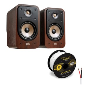 Polk Audio Signature Elite ES20 Bookshelf Speaker Pair with 14 Gauge Speaker Wire - 50 Feet (Black) - 1 of 4