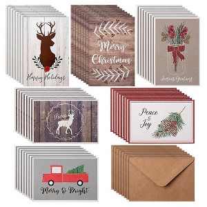 Sustainable Greetings Sustainable Boxed Christmas Cards Xmas Greetings 48 Pack Holiday Greeting Cards and Envelopes, 6 Designs, 4.5 x 6.5 in - 1 of 4