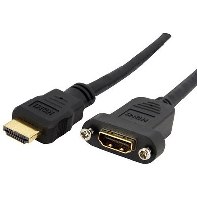 StarTech.com 3 ft High Speed HDMI® Cable for Panel Mount - F/M - HDMI - 3 ft - 1 x HDMI Female - 1 x HDMI Male - Black