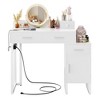 Besiost Reversible Vanity Desk with Wooden Drawers and Charging Station - 2 of 4