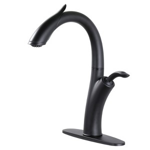 WOWOW 16.1 in. Single Handle Pull Down Sprayer Kitchen Faucet with Gooseneck and 360° Swivel Spout - 1 of 4