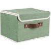 Aoibox Collapsible Fabric Storage Bins Boxes with Lids Green Set of 2 Decorative Closet Home Office Organizer 15x10x10 - 3 of 4