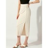 Allegra K Women's Casual Side Split Slit Ribbed Knit Bodycon Basic Midi Pencil Skirts - 3 of 4