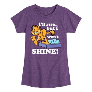 Girls' - Garfield - Rise But Won't Shine Fitted Short Sleeve Graphic T-Shirt - 1 of 4