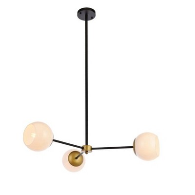 Elegant Lighting Briggs 32 inch pendant in black and brass with white shade