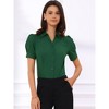 INSPIRE CHIC Women's Office Button Down One-Piece Short Sleeve Bodysuit Work Shirt - 2 of 4