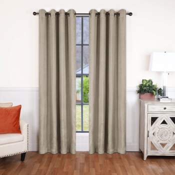 Classic Linen Design Room Darkening Semi-Blackout Curtains, Set of 2 by Blue Nile Mills
