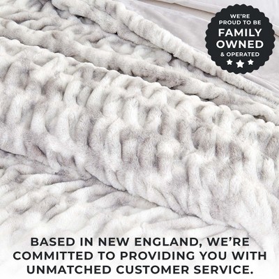 White and Grey Reversible Faux Fur Throw Blanket 50" x 60"