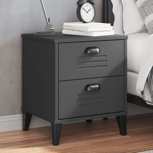 vidaXL VIKEN Bedside Cabinet Anthracite Gray Engineered Wood, With 2 Drawers - 1 of 4