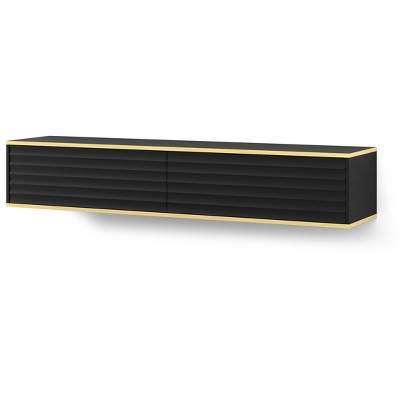 Homlando Subi 180 TV Stand - Modern and Stylish TV Stand - Made in EU Furniture - Italian Elegance with Milled Fronts and Gold Accents